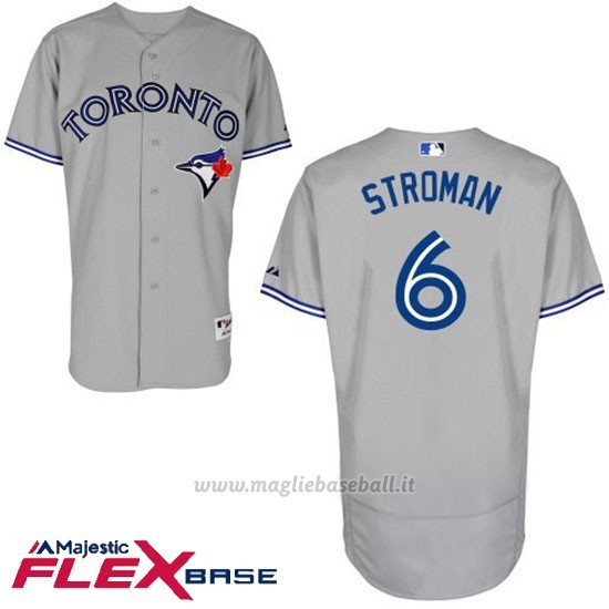 Maglia Baseball Uomo Toronto Blue Jays Marcus Stroman Majestic Autentico Collezione Grigio Flex Base